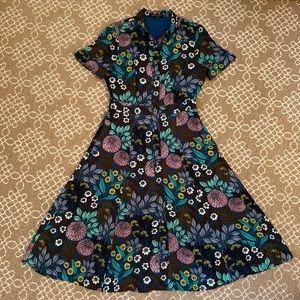 Abigail Borg for J Crew floral shirtwaist dress with pockets and self belt